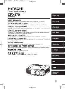 Handleiding Hitachi CPX870 Beamer