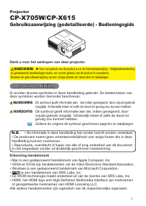 Handleiding Hitachi CP-X705W Beamer