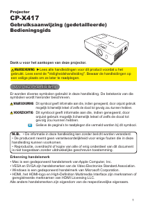 Handleiding Hitachi CP-X417WF Beamer