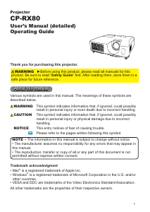 Manual Hitachi CP-RX80EF Projector