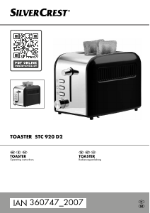 Manual SilverCrest STC 920 D2 Toaster