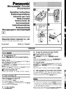 Bedienungsanleitung Panasonic RN-202 Diktiergerät