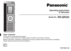 Manual Panasonic RR-QR230 Audio Recorder