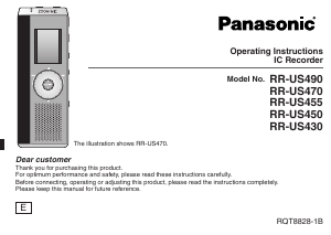 Manual Panasonic RR-US490 Audio Recorder