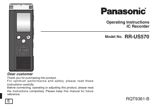 Manual Panasonic RR-US570 Audio Recorder