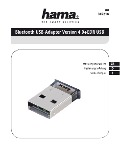 Manual Hama 00049218 4.0+ EDR USB Bluetooth Adapter