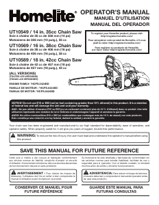 Manual de uso Homelite UT10640 Sierra de cadena