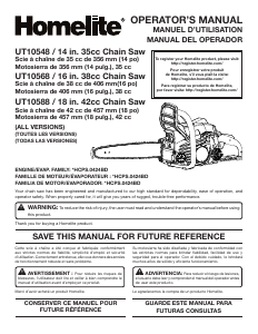 Manual de uso Homelite UT10680 Sierra de cadena