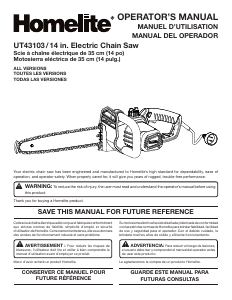 Manual de uso Homelite UT43103 Sierra de cadena