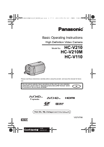 Manual Panasonic HC-V110 Camcorder