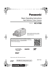 Manual Panasonic HC-V180 Camcorder