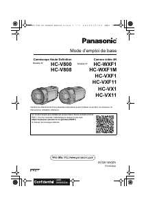 Mode d’emploi Panasonic HC-V800EB Caméscope