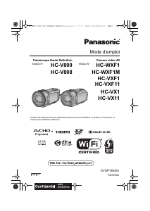 Mode d’emploi Panasonic HC-V808EF Caméscope