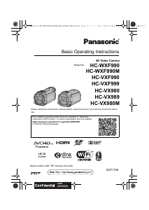 Manual Panasonic HC-VX980 Camcorder