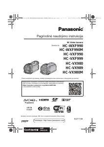 Vadovas Panasonic HC-VX980M Vaizdo kamera