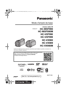 Mode d’emploi Panasonic HC-VXF999 Caméscope