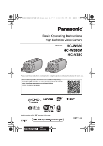 Manual Panasonic HC-W580 Camcorder