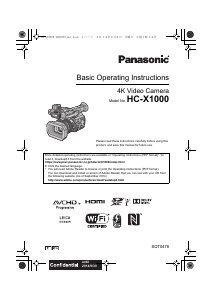 Handleiding Panasonic HC-X1000 Camcorder