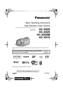 Handleiding Panasonic HC-X910 Camcorder
