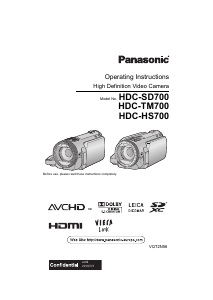 Manual Panasonic HDC-HS700 Camcorder