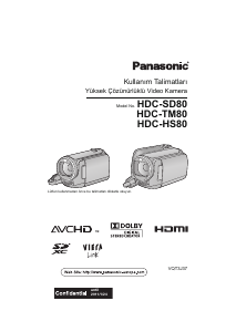 Kullanım kılavuzu Panasonic HDC-HS80EG Kaydedici kamera