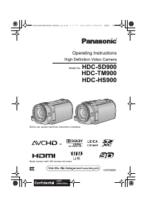 Manual Panasonic HDC-HS900 Camcorder