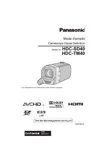 Mode d’emploi Panasonic HDC-SD40EG Caméscope