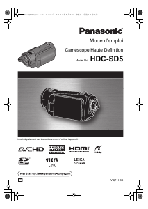 Mode d’emploi Panasonic HDC-SD5 Caméscope