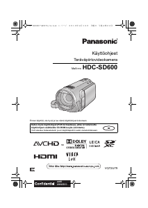 Käyttöohje Panasonic HDC-SD600EC Kameranauhuri