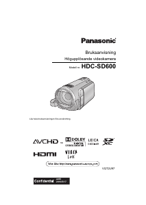 Bruksanvisning Panasonic HDC-SD600EC Videokamera