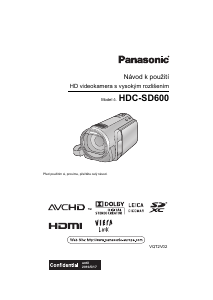 Manuál Panasonic HDC-SD600EP Videokamera