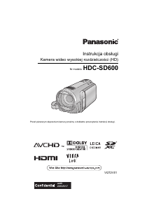 Instrukcja Panasonic HDC-SD600EP Kamera