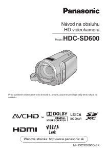 Návod Panasonic HDC-SD600EP Videokamera