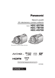 Manuál Panasonic HDC-SD700 Videokamera