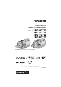 Mode d’emploi Panasonic HDC-SD700 Caméscope