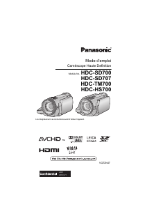 Mode d’emploi Panasonic HDC-SD707 Caméscope