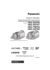 Kullanım kılavuzu Panasonic HDC-SD707 Kaydedici kamera
