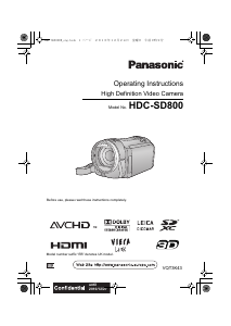 Manual Panasonic HDC-SD800 Camcorder