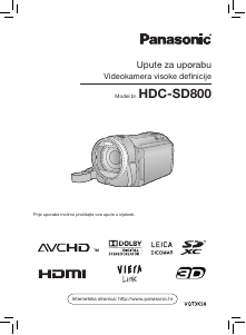 Priručnik Panasonic HDC-SD800 Videokamera
