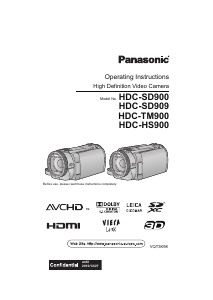 Manual Panasonic HDC-SD909 Camcorder