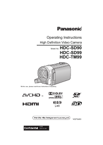 Manual Panasonic HDC-SD99 Camcorder