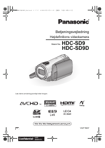 Brugsanvisning Panasonic HDC-SD9D Videokamera