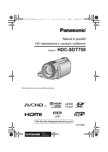Manuál Panasonic HDC-SDT750 Videokamera