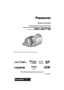 Mode d’emploi Panasonic HDC-SDT750EG Caméscope