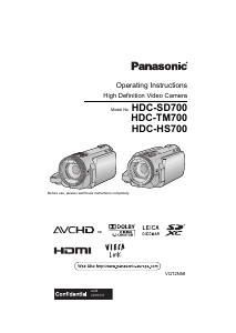 Manual Panasonic HDC-TM700 Camcorder