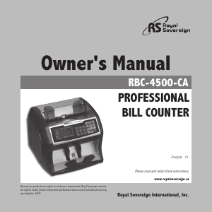 Manual Royal Sovereign RBC-4500-CA Banknote Counter