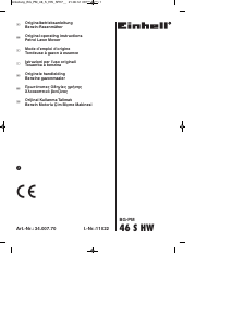 Kullanım kılavuzu Einhell BG-PM 46 S HW Çim biçme makinesi