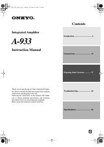 Manual Onkyo A-933 Amplifier