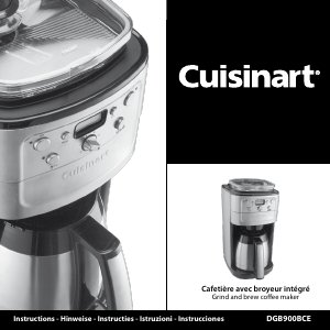Manual Cuisinart DGB900BCE Coffee Machine
