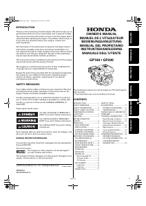 Manual de uso Honda GP200 Motor